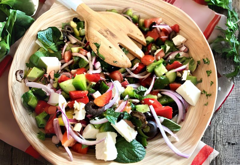 Greek Salad with a Pomegranate Molasses Dressing